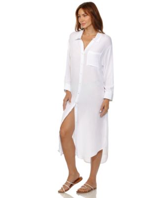 Women's Printed Shirtdress Cover-Up
