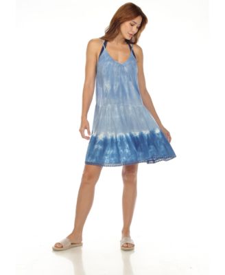 Women's Spaghetti Strap Tiered Short Swim Dress