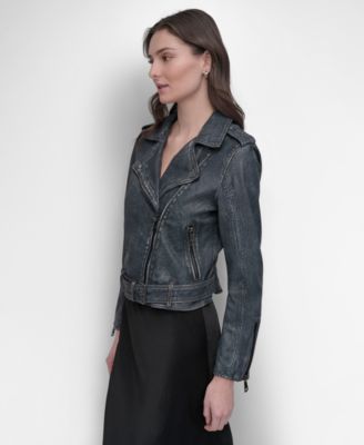 Women's Leather Asymmetrical Zip-closure Moto Jacket