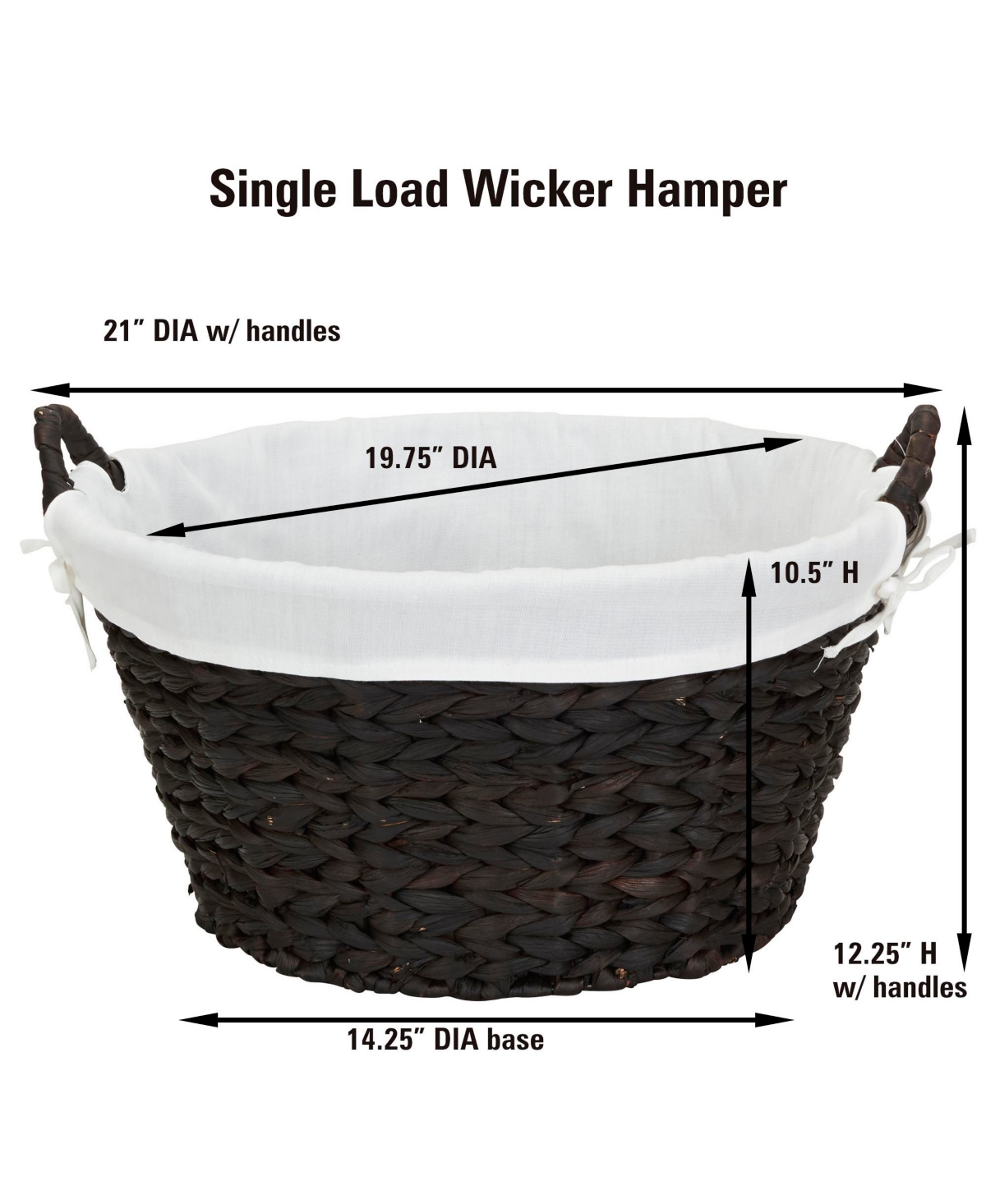 Household Essentials Round Wicker Laundry Basket with Handles