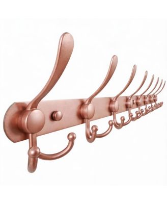 Heavy Duty 29.5" Long 8-Triple Hooks Coat Rack, Rose Gold