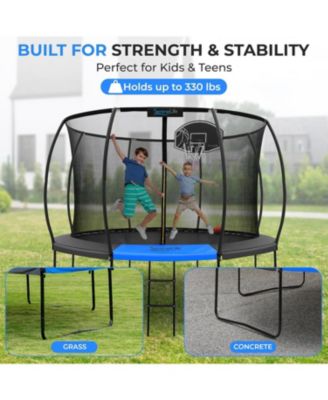 Outdoor Trampoline 10FT/12FT/14FT with Enclosure Net & Ladder – ASTM Approved Heavy-Duty Trampoline for Kids & Adults