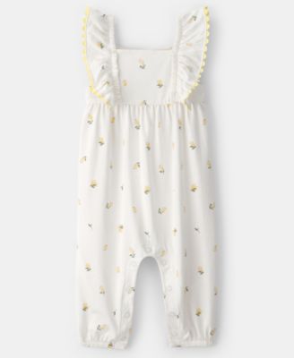 Baby Girls' Ruffle-Sleeve Lemon Jumpsuit