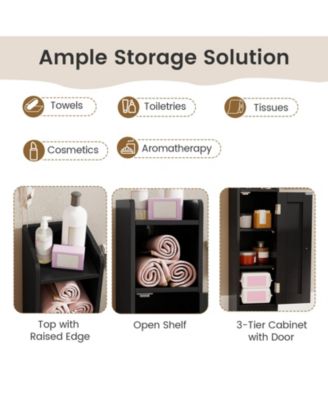 Bathroom Storage Cabinet with Door Toilet Paper Holder Stand for Small Spaces