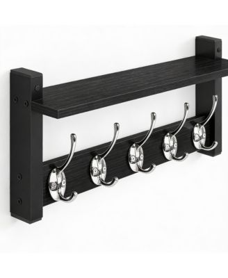 Stylish Wood Coat Rack with Shelf for Hanging Coats Hats Decor