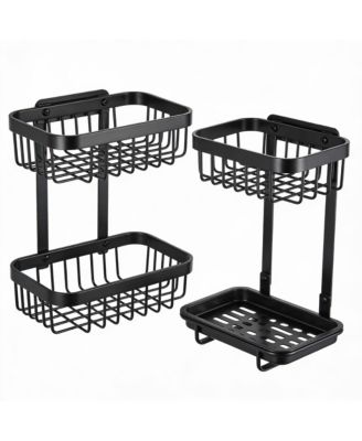 Stainless Steel Adhesive Shower Caddy, 2-Pack, Rustproof, 8 Hooks, No Drill
