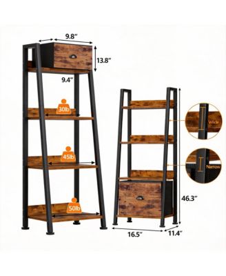 Arched Metal Bookshelf for Home Office and Living Room - 5 Shelves, Rustic Brown