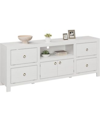 TV Entertainment Center with Storage, 6 Drawers, Farmhouse TV Stand for TVs Up to 80", Media Console Stands