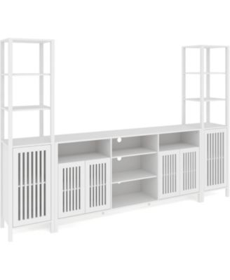 Farmhouse TV Stand for TVs Up to 70 in, Entertainment Center with Bookshelves, Media Center