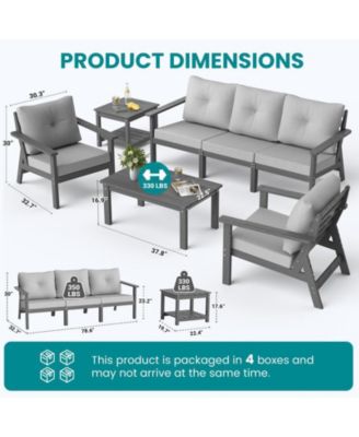 7-Piece HDPE Patio Conversation Seating Set with Cushions
