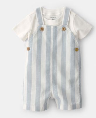 Baby Boys' Short-Sleeve T-Shirt and Stripe Romper, 2-Piece Set