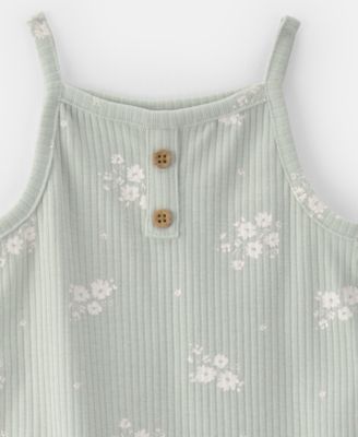 Baby Girls' Floral Sleeveless Bodysuit & Shorts, 2-Piece Set