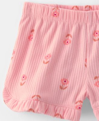 Baby Girls' Floral Sleeveless Bodysuit & Shorts, 2-Piece Set