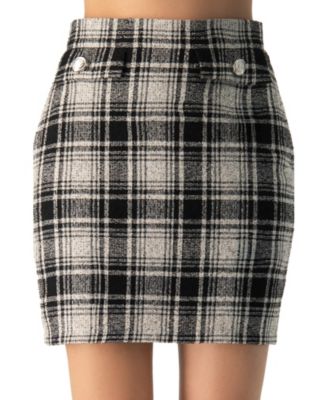 Women's Checkered Skirt With Faux Front Pockets