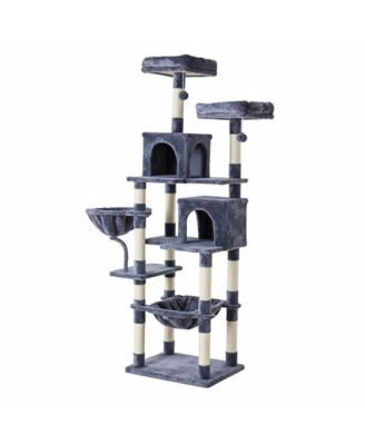 71in Cat Tree Tower: Large Multi-Story, Sisal Posts, Extended Platform, Hammock