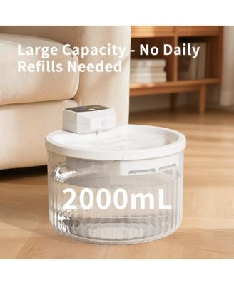 Touch-Free Automatic Pet Waterer, 2L Smart Sensor Fountain with Continuous Fresh Water for Cats, White