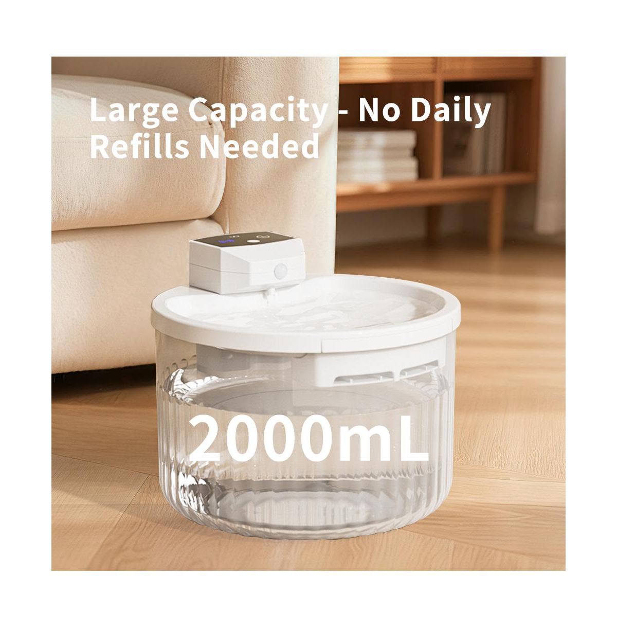 Aostirmotor Touch-Free Automatic Pet Waterer, 2L Smart Sensor Fountain with Continuous Fresh Water for Cats, White