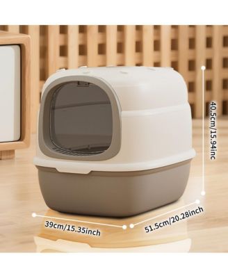 Beetle-Inspired Enclosed Cat Litter Box, Grey