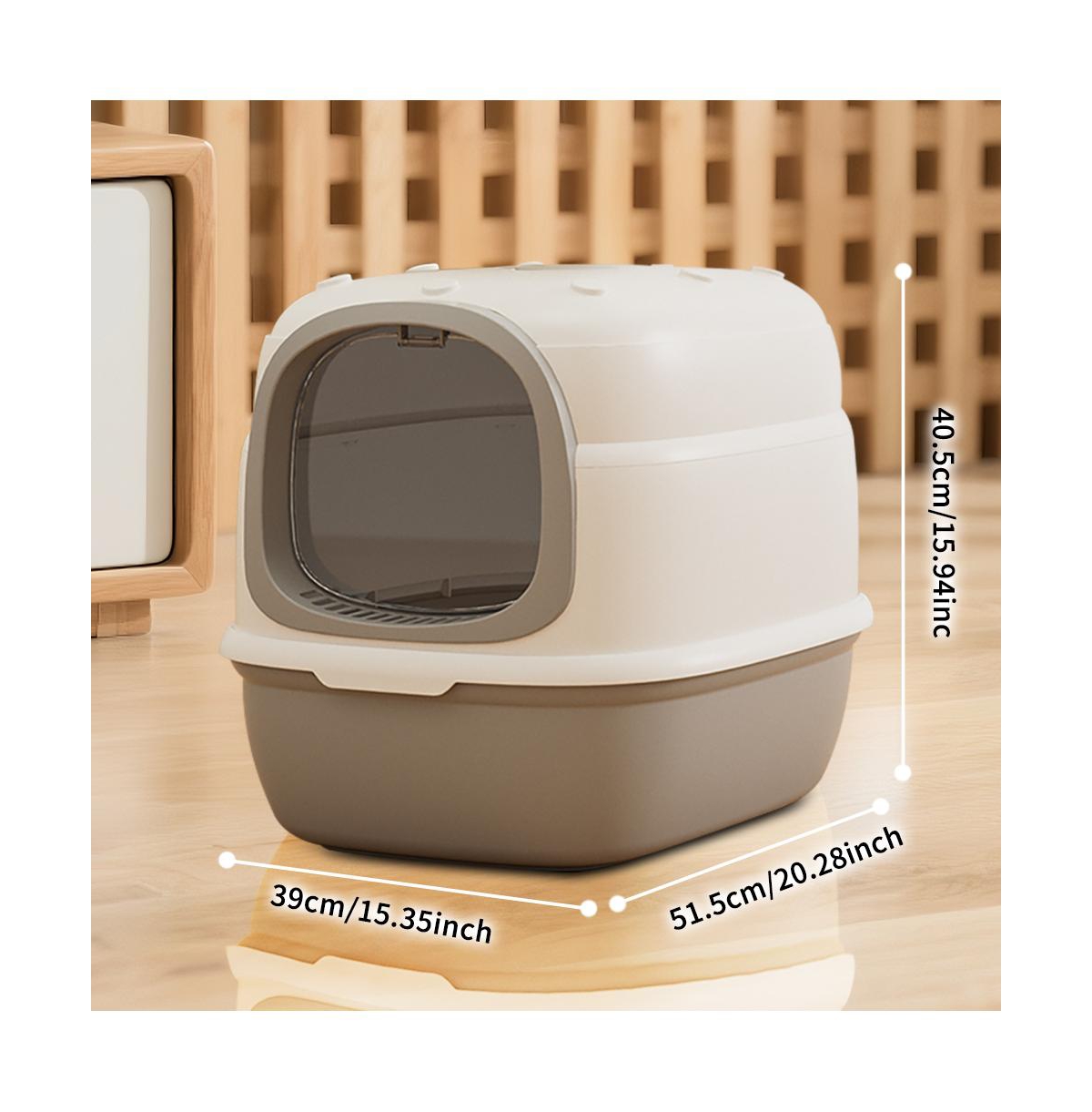 Aostirmotor Beetle-Inspired Enclosed Cat Litter Box, Grey