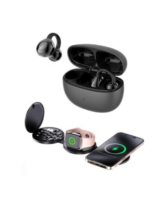 Power & Sound Essentials Bundle – 5-in-1 Folding Wireless Charging Station + True Wireless Earbuds