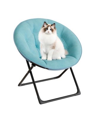 Oversized Faux Fur Foldable Saucer Chair, Sturdy Metal Frame Lounge Chair for Adults, Comfy Dorm Room Seating