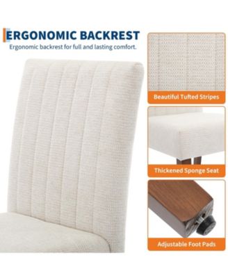 Set of 4 Modern Linen Fabric Upholstered Dining Chairs, Kitchen Side Chairs with Solid Wood Legs