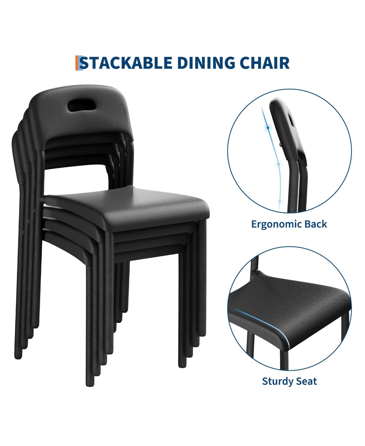 gaomon Stackable Plastic Dining Chairs with Metal Legs