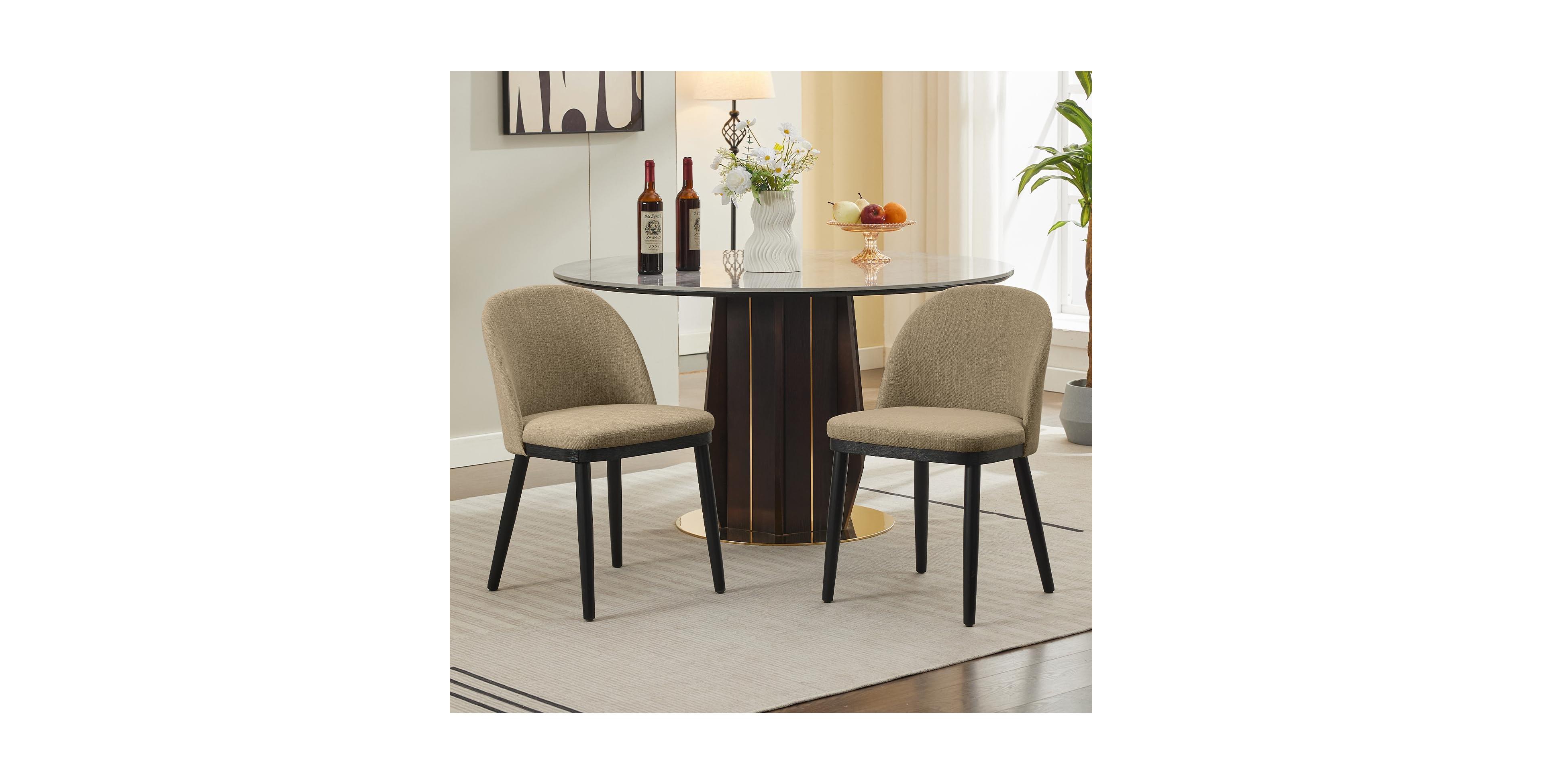 gaomon Set of 2 Modern Fabric Upholstered Dining Chairs