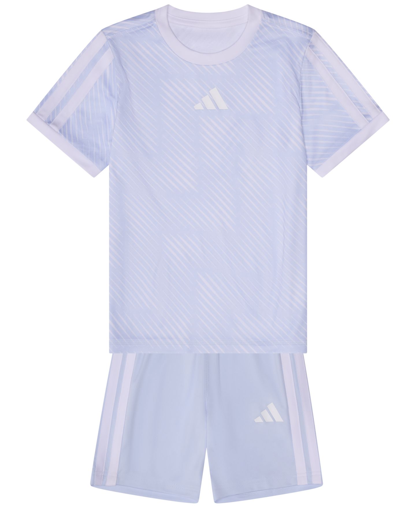 Комплект для мальчика adidas: футболка с принтом и шорты, 2 предмета, цвет: Небесно-голубой — фото 2