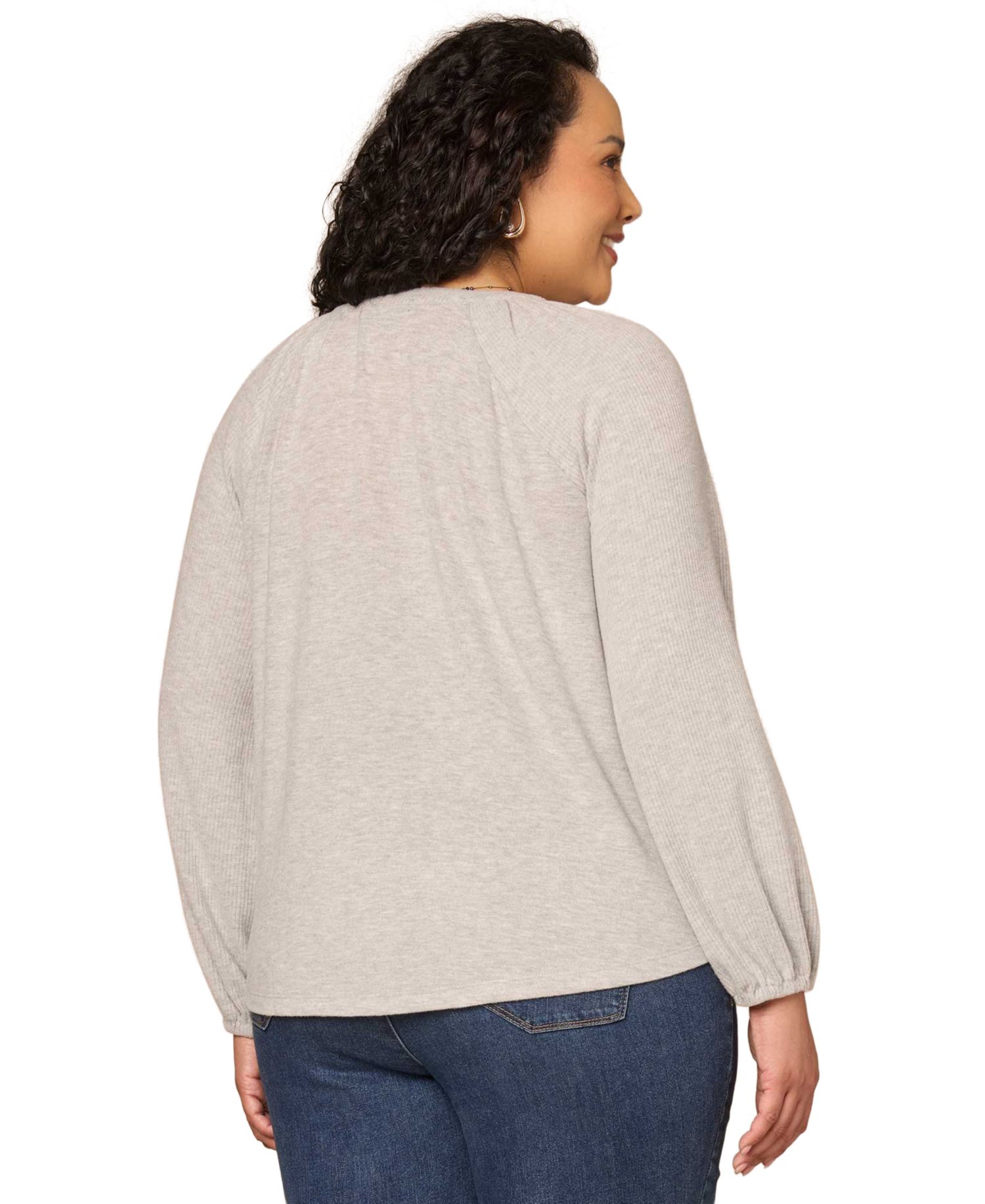Plus Size Blouson Long-Sleeve Relaxed Top