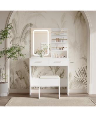 Vanity Desk Mirror and Lights Makeup Vanity for Bedrooms, Apartments, Easy to Assemble