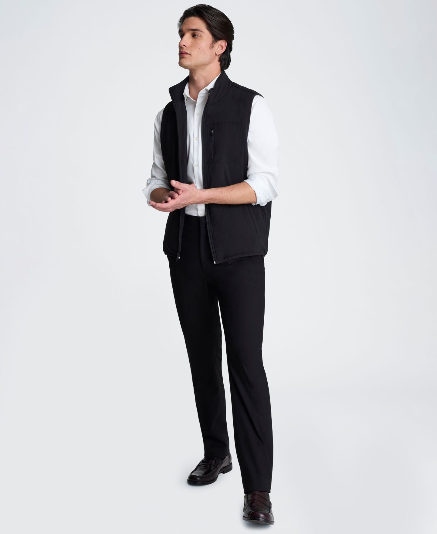 Мужской жилет Kenneth Cole Mixed Media Vest, цвет: Чёрный — фото 2
