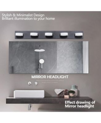 37" Modern 5-Light LED Vanity Light, Sleek Black Bathroom Wall Light Fixture for Mirror, Shower, and Bathroom Decor