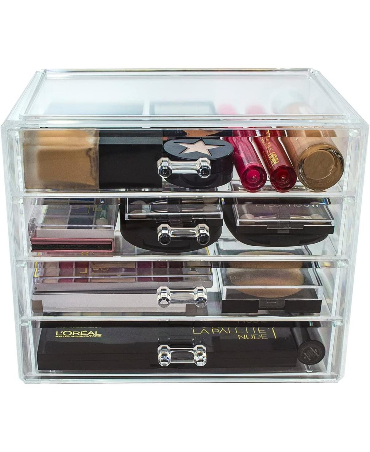 Sorbus 4 Drawer Clear Makeup Organizer and Storage for Cosmetics, Jewelry more Vanity, College Dorm
