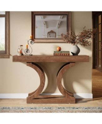 43.31-Inch Farmhouse Console Table for Entryway, Unique Narrow Sofa Table Behind The Couch with Curved Legs