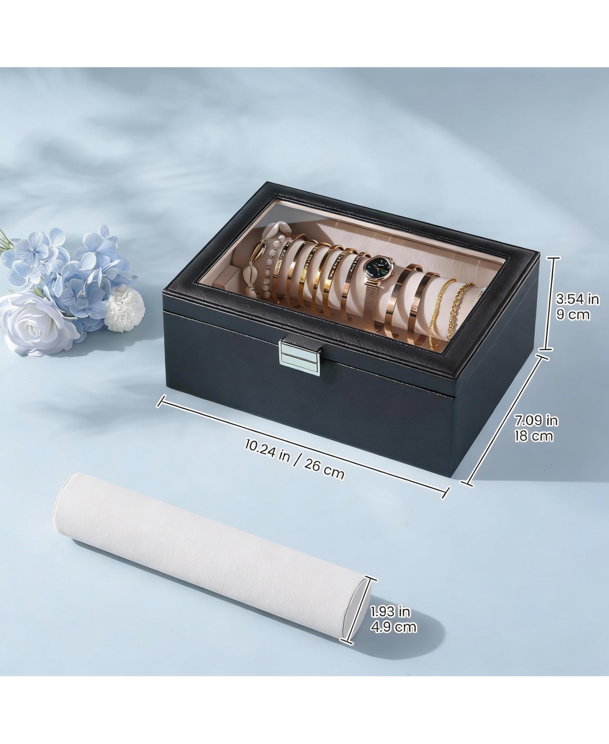 Yigii Clear Lid Bangle Organizer Box with Metal Closure - Perfect for Women's Jewelry