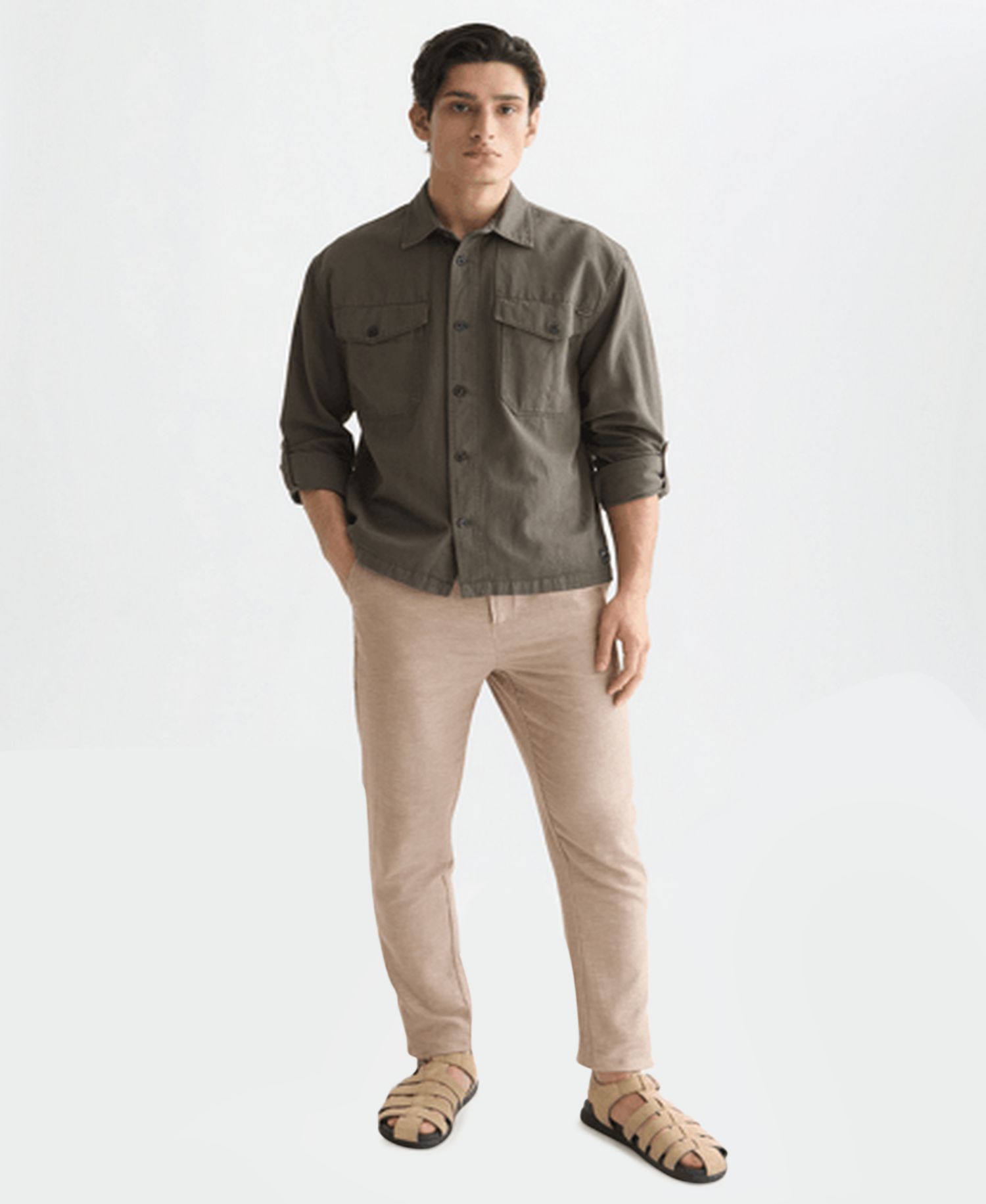 Men's Straight-Fit Cotton-Linen Blend Pants