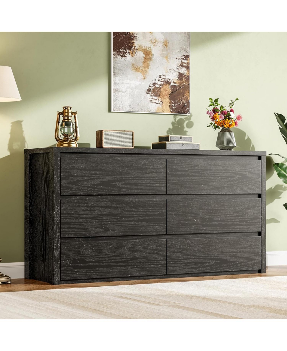 gaomon 6 Drawer Dresser for Bedroom, Wide Wood Chest of Drawers Handle Free, Large Modern Storage Cabinet Living Room, Hallway