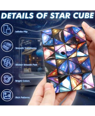 2-in-1 Galaxy Split Magic Cube, Transformable Fidget Toy, Morphs into Star & More