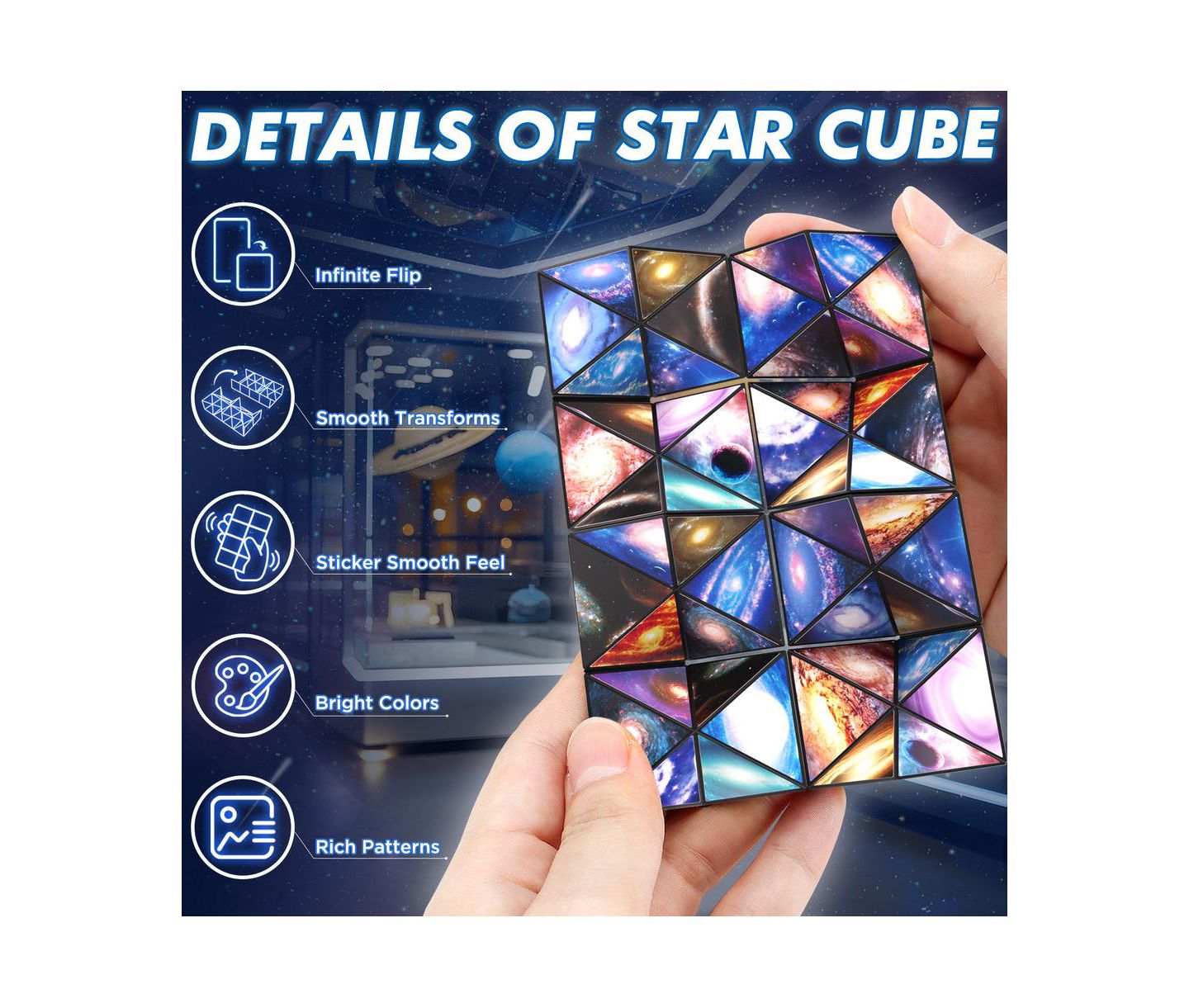 Детский пазл Bruce & Shark Galaxy 2-in-1 Magic Cube Puzzle, 2-Piece, Ages 8+, цвет: Синий — фото 6