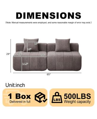 Chenille Sectional Sofa with 2 Pillows, Symmetrical Modular for Living Room/Office