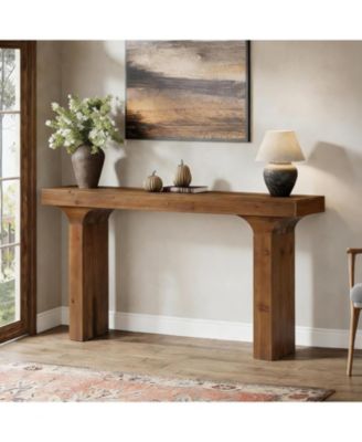 Solid Wood Console Table, 59" Long Rectangular Sofa Table Behind The Couch, Farmhouse Entryway Table
