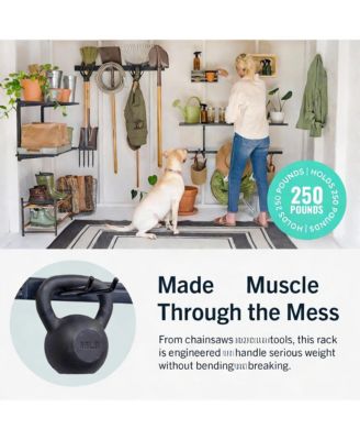 Wall-Mounted Garden Tool Rack - 4 Hooks, Heavy-Duty Steel, 250lb Capacity