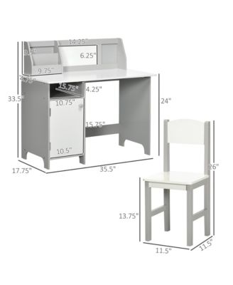 Toddler Writing Desk and Chair Set with Whiteboard and Storage