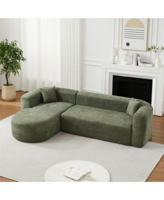 109.4" L-Shaped Modular Sectional Sofa Left Chaise Chenille Fabric Cloud Sofa with 2 Pillows