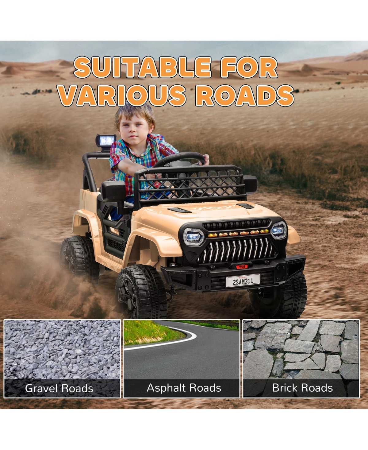 Hongge 12V Kids Electric Ride On Truck with Music and Lights