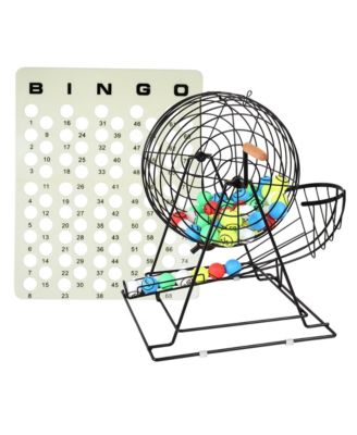 Bingo Game Set with Jumbo Bingo Cage and 1.5" Ping Pong Size Bingo Balls, Plastic Master Board