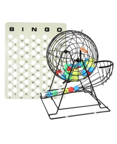Детская настольная игра GSE Games & Sports Expert Jumbo Bingo Cage Board Game, 75 Bingo Balls, от 15 лет, цвет: Чёрный