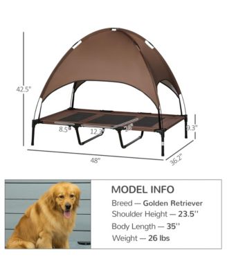 48" Coffee Outdoor Elevated Pet Bed with Canopy