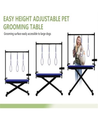  47"  Professional Dog Grooming Table, X-Lift Foldable Adjustable Height with Nooses & Tool Organizer,Blue